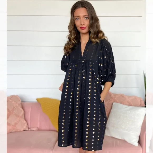 Never A Wallflower Black Heart of Gold High Neck Dress XXL - Picture 1 of 13